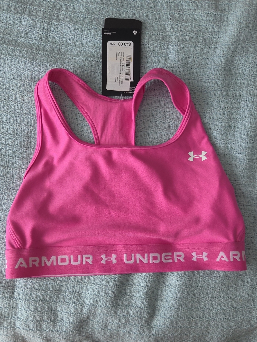 Under Armour Hot Pink Racerback Sports Bra with Branded Band